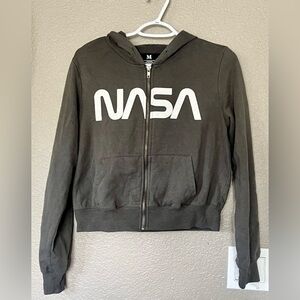 NASA full zip crop hoodie